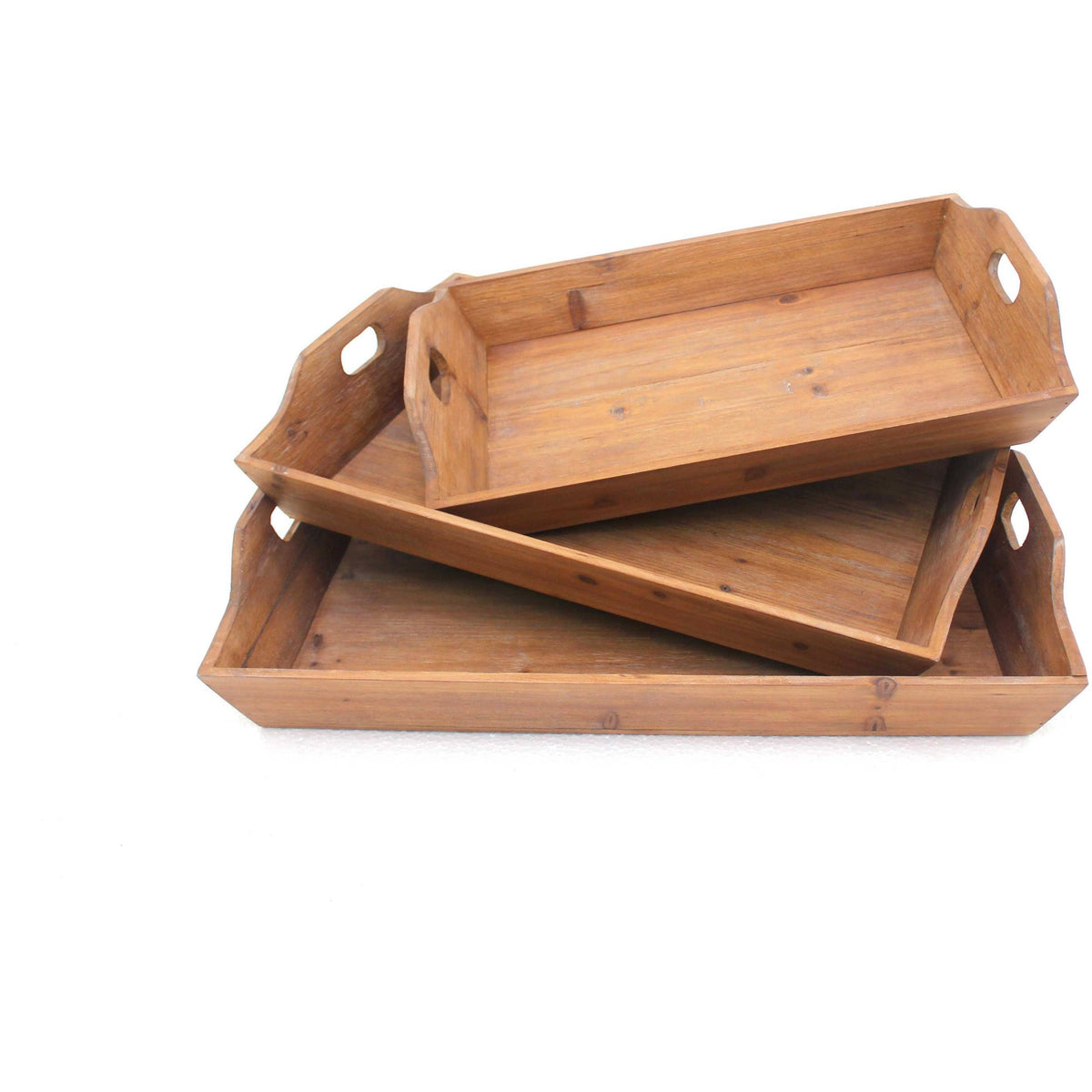 Brown 3PC Wooden Serving Tray Set Q233