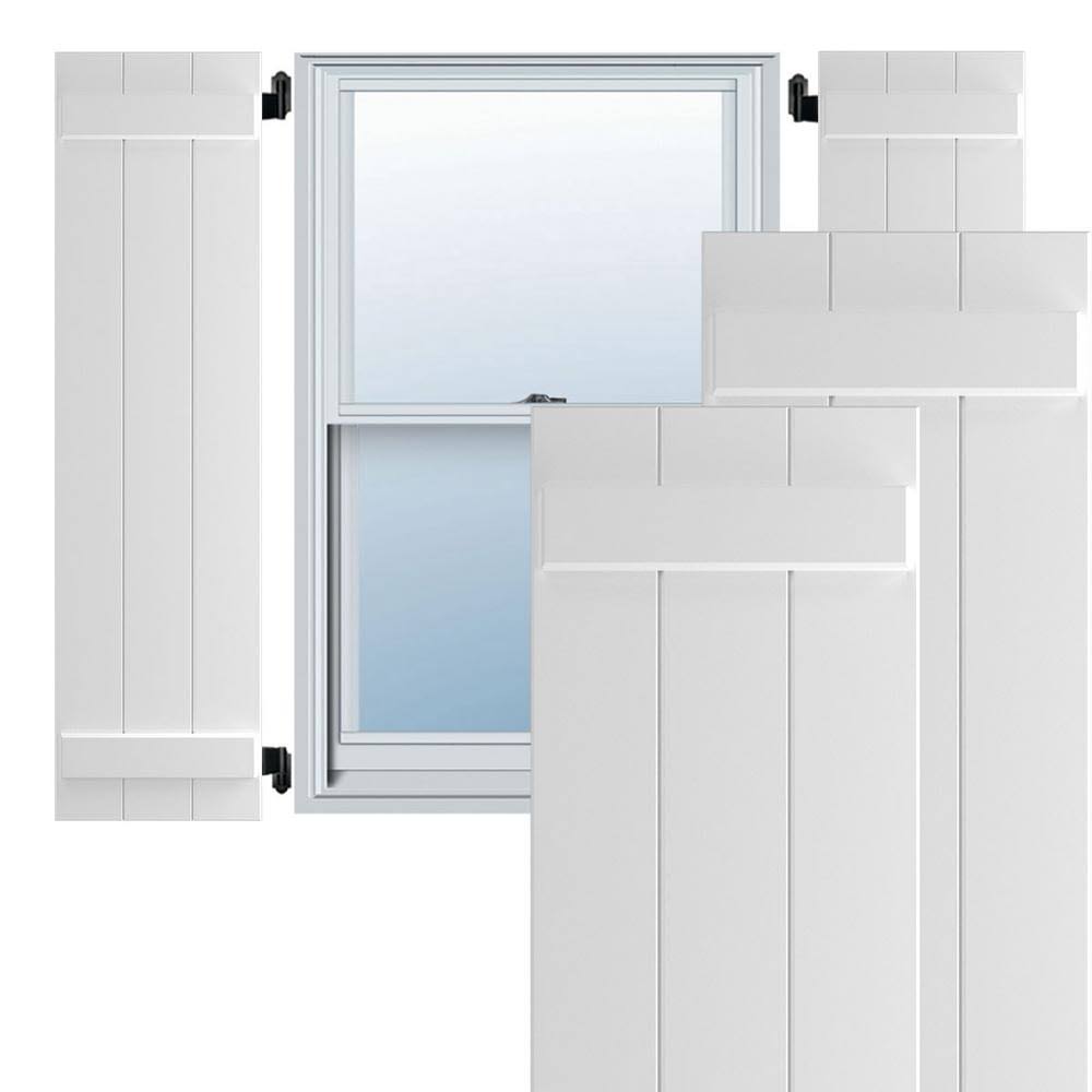 White Composite Board-n-Batten Shutters (Per Pair) G432106