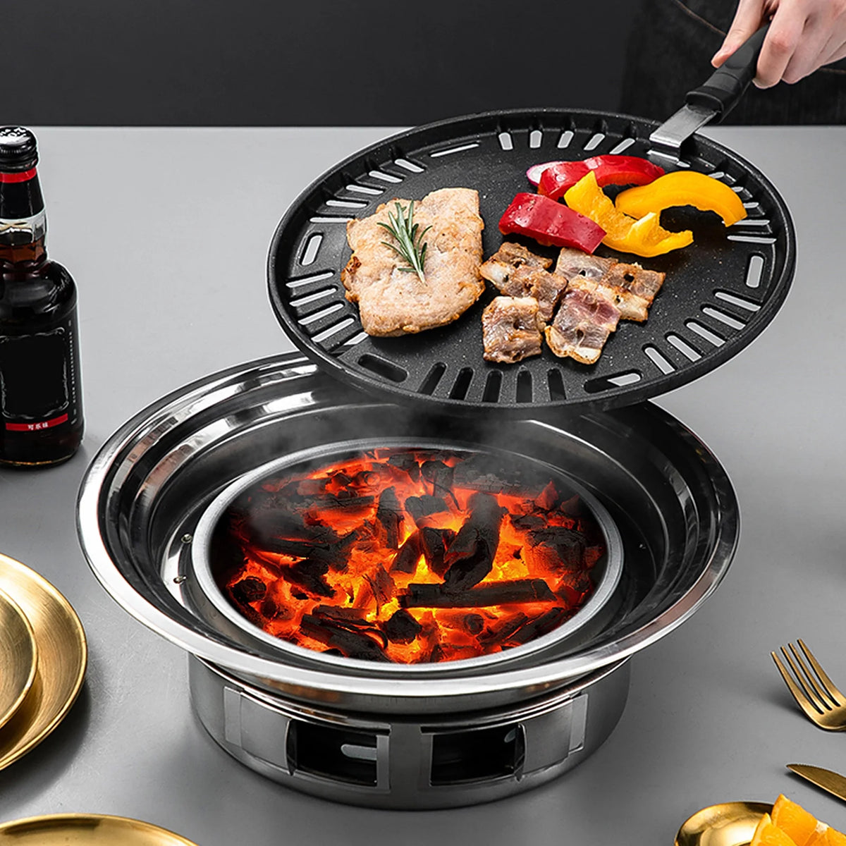 Charcoal Grill Non-stick Portable Stainless Steel BBQ Stove S6750