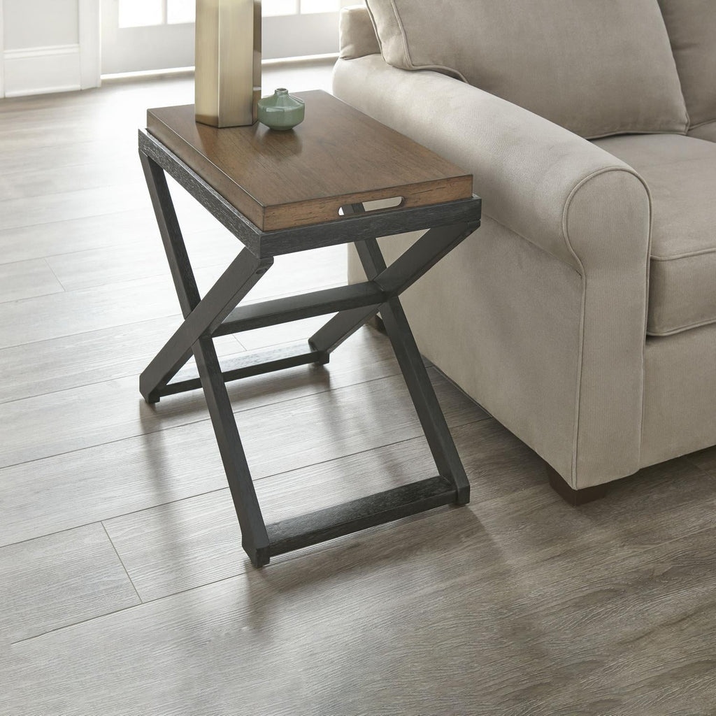Walnut and Ebony Solid Wood Chairside Table Q805639