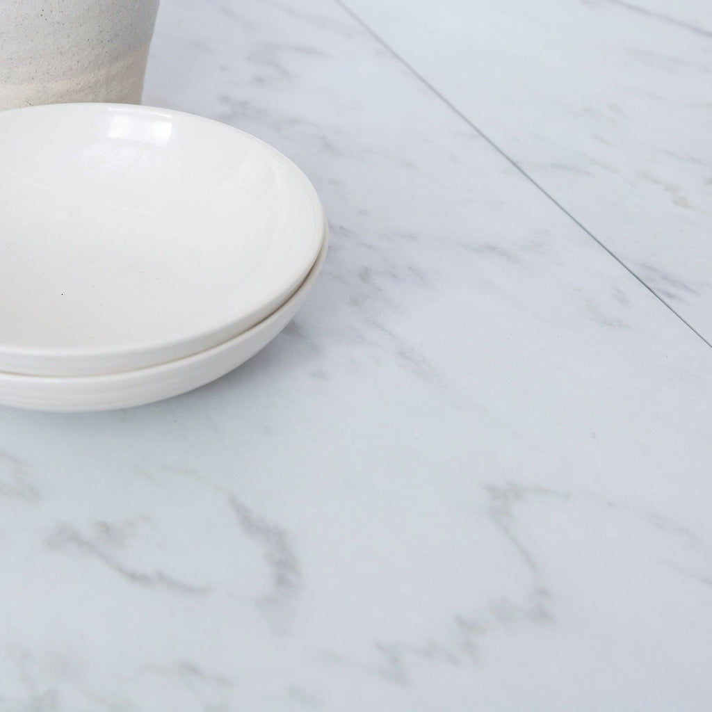 White Faux Marble Drop Leaf Dining Table D284