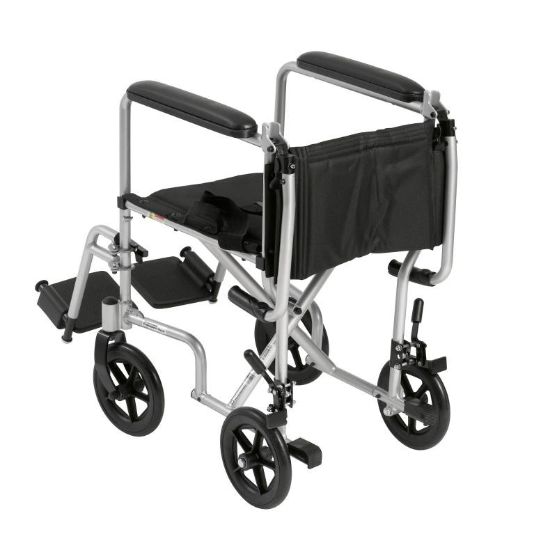 Lightweight Transport Wheelchair, 19x22 Seat, Silver I812