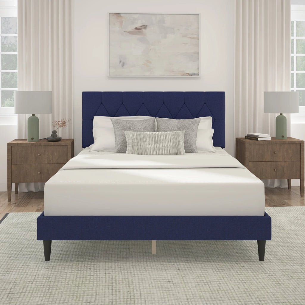 Gray Diamond Tufted Upholstered Queen Platform Bed W734