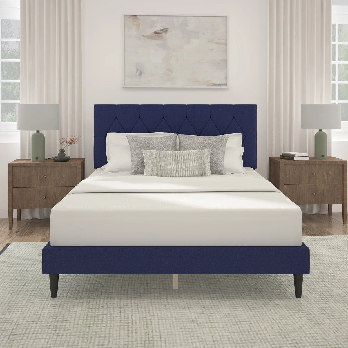 Gray Diamond Tufted Upholstered Queen Platform Bed W734
