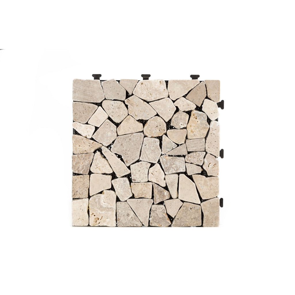 Natural Travertine Stone White Deck Tile, 6 PC Set J975843