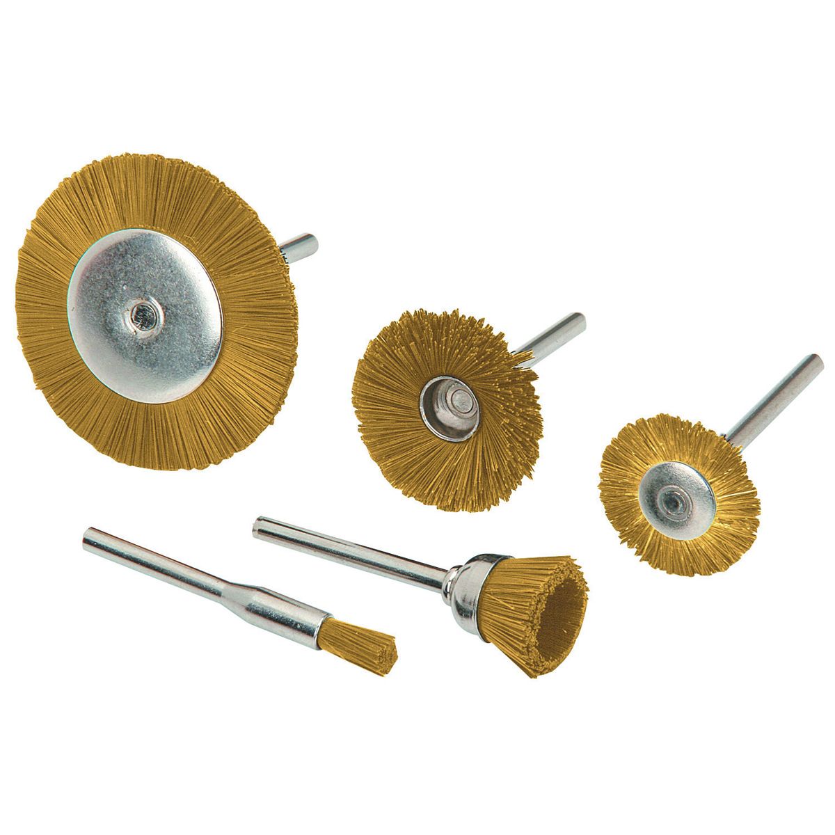 Brass Rotary Wheel and Brush Set, 5 Piece H20694