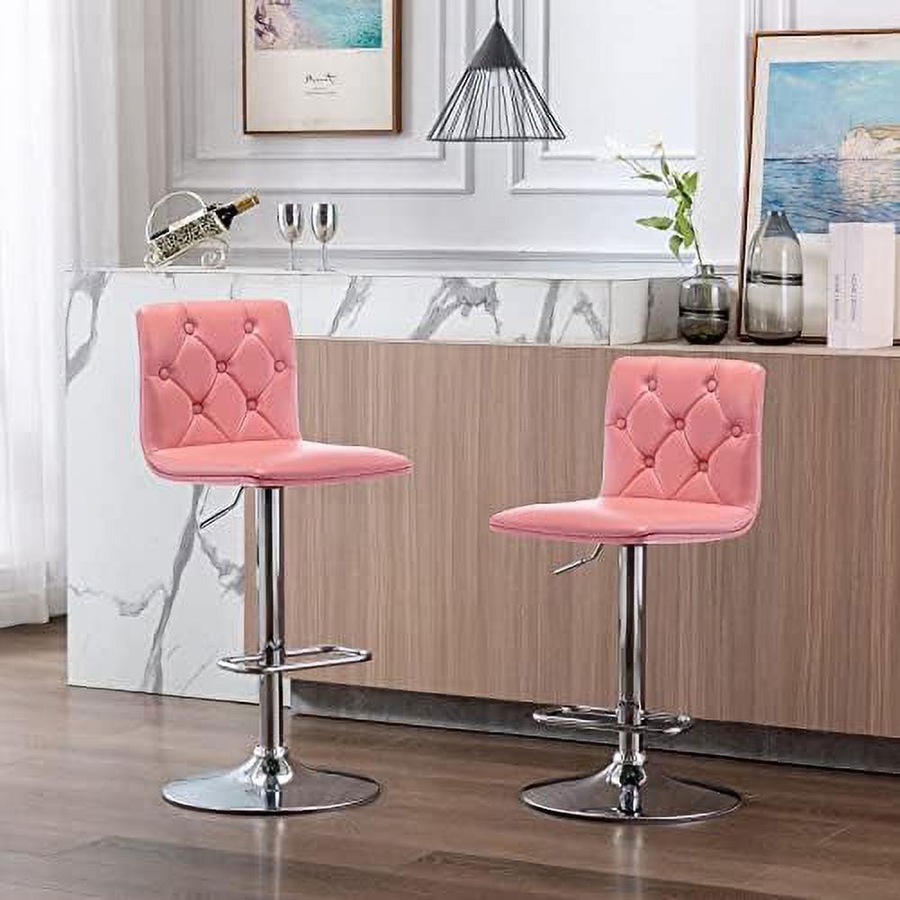Red PU Leather Swivel Barstools Set of 2 J50886