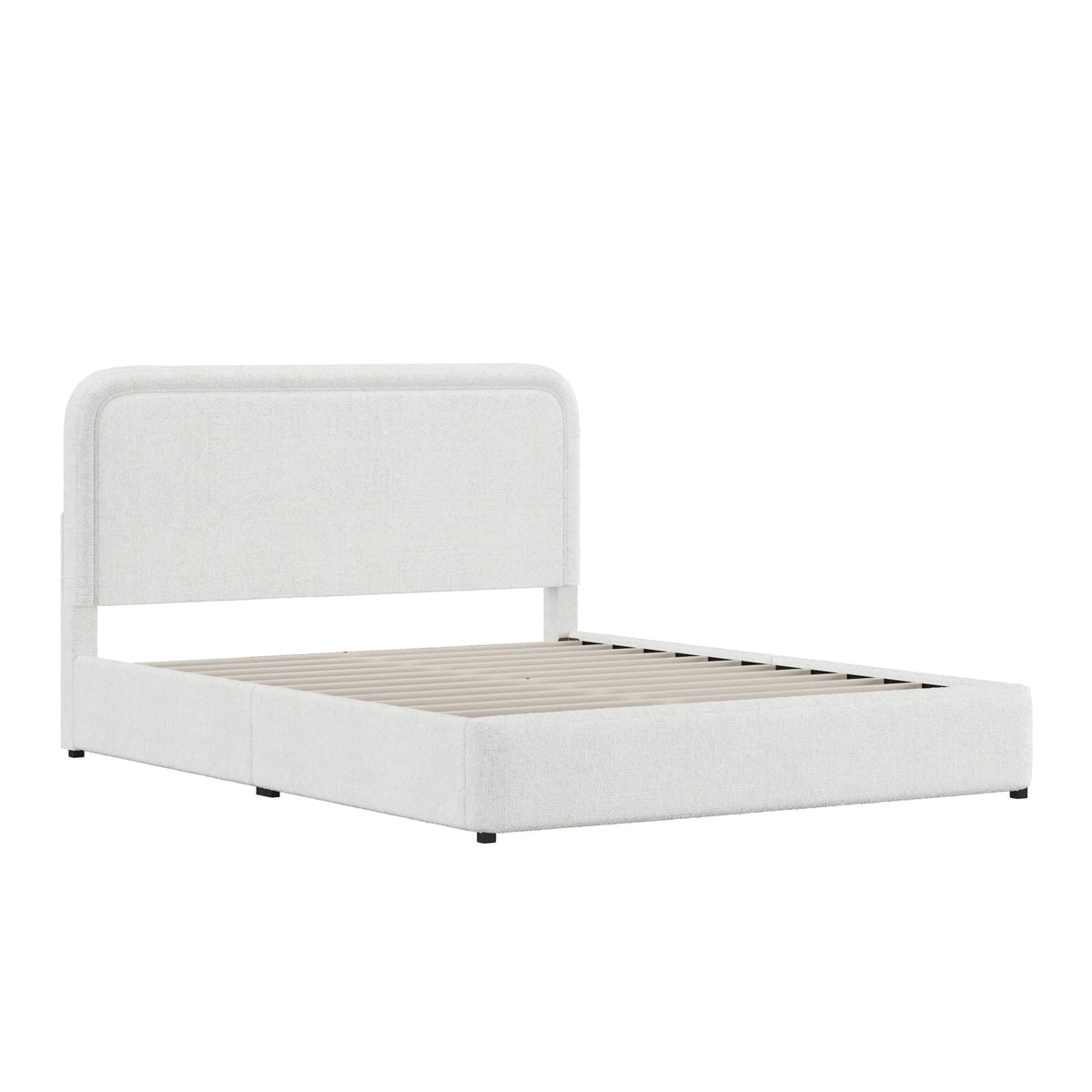 Queen Boucle Platform Bed Y85793