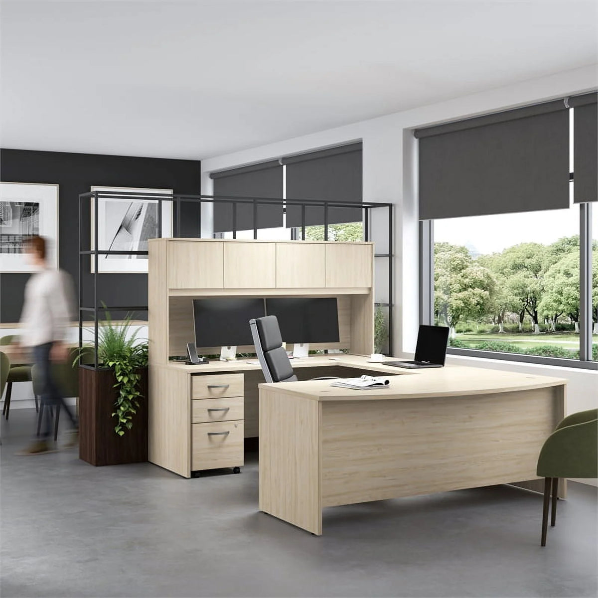 Tall 5 Shelf Bookcase with Doors Engineered Wood Y790