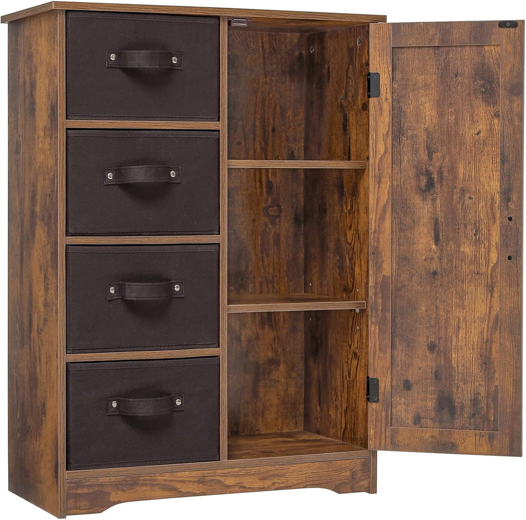Rustic Brown Storage Cabinet with 4 Removable Drawers and 1 Door N687065