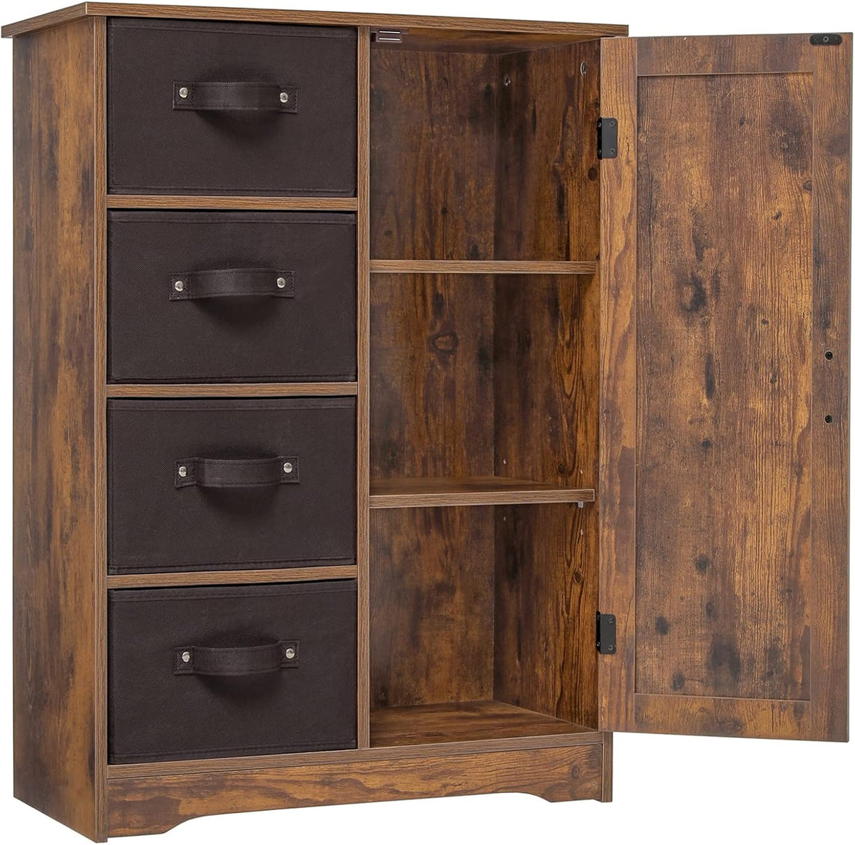 Rustic Brown Storage Cabinet with 4 Removable Drawers and 1 Door N687065