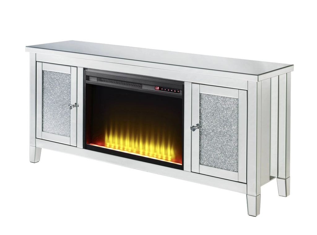 Mirrored TV Stand with Fireplace I40990