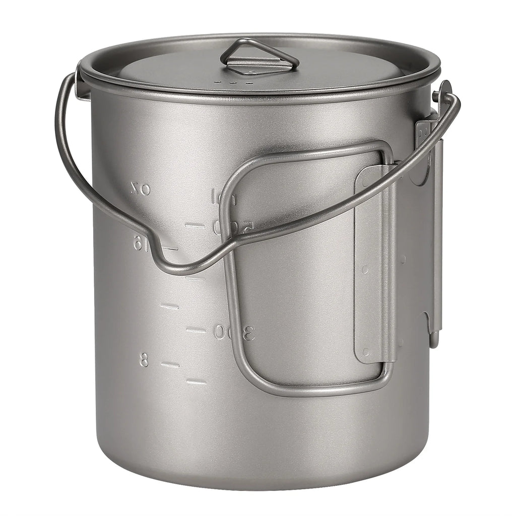 750ml Titanium Pot with Lid and Foldable Handle E919