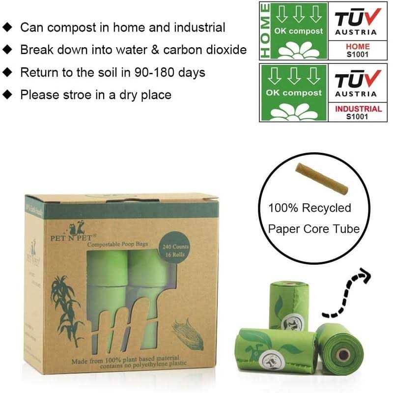 240 Count Compostable Unscented Dog Poop Bags X4957