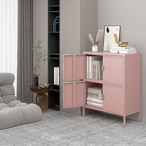 Black 2 Door Metal Storage Cabinet with Adjustable Shelf B2667