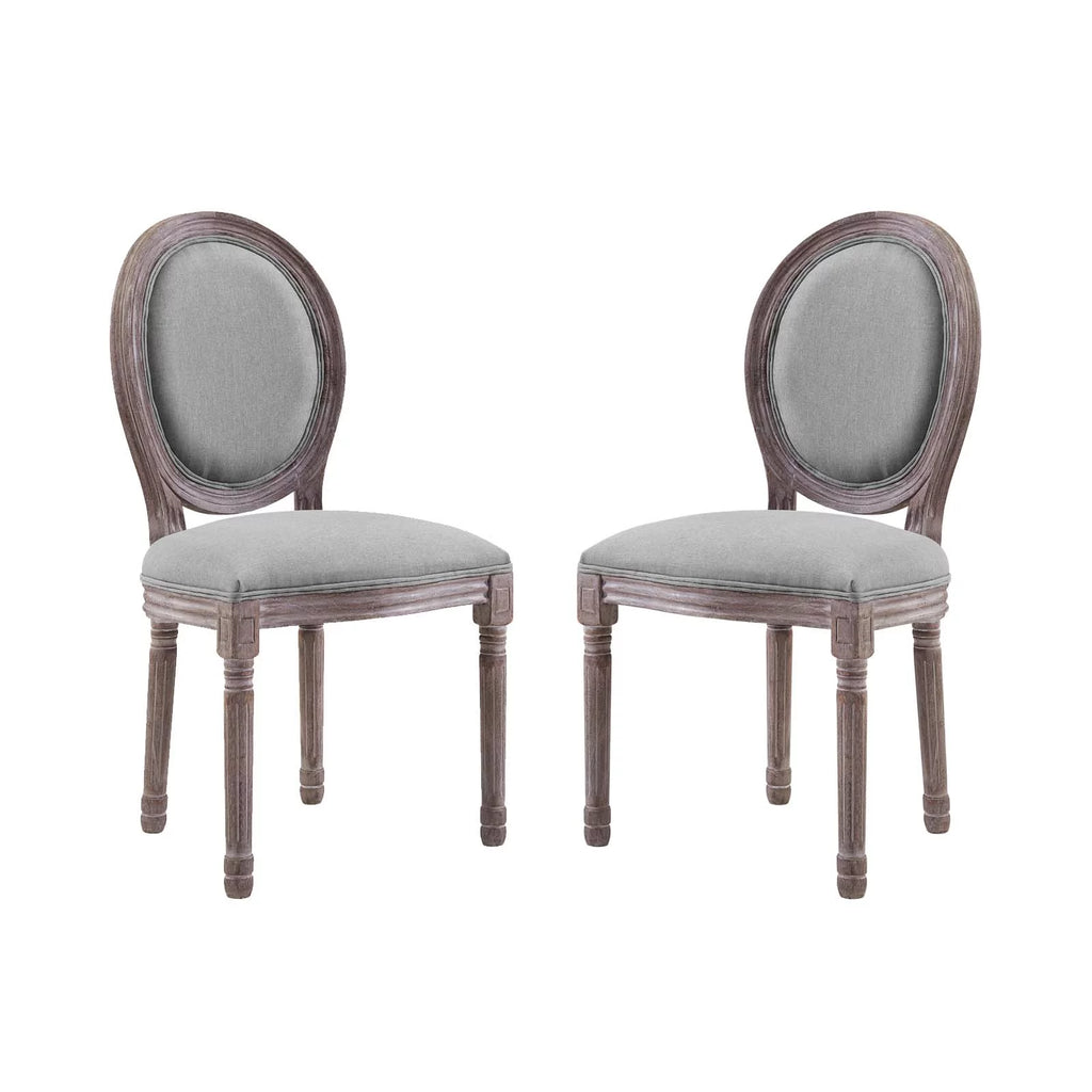 Light Grey Fabric Wood Dining Chair Set of Two D8865
