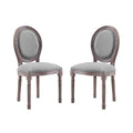 Light Grey Fabric Wood Dining Chair Set of Two D8865