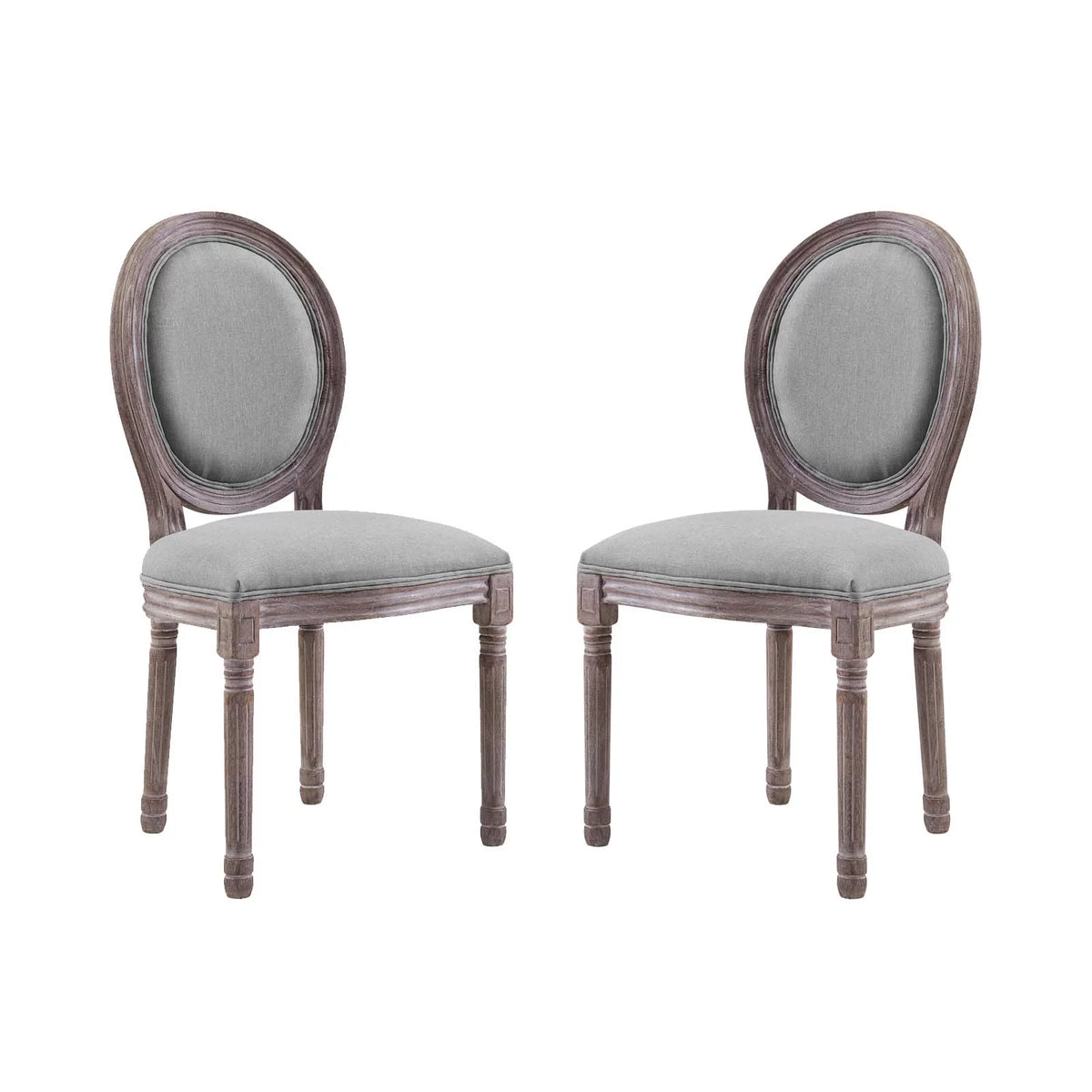 Light Grey Fabric Wood Dining Chair Set of Two D8865