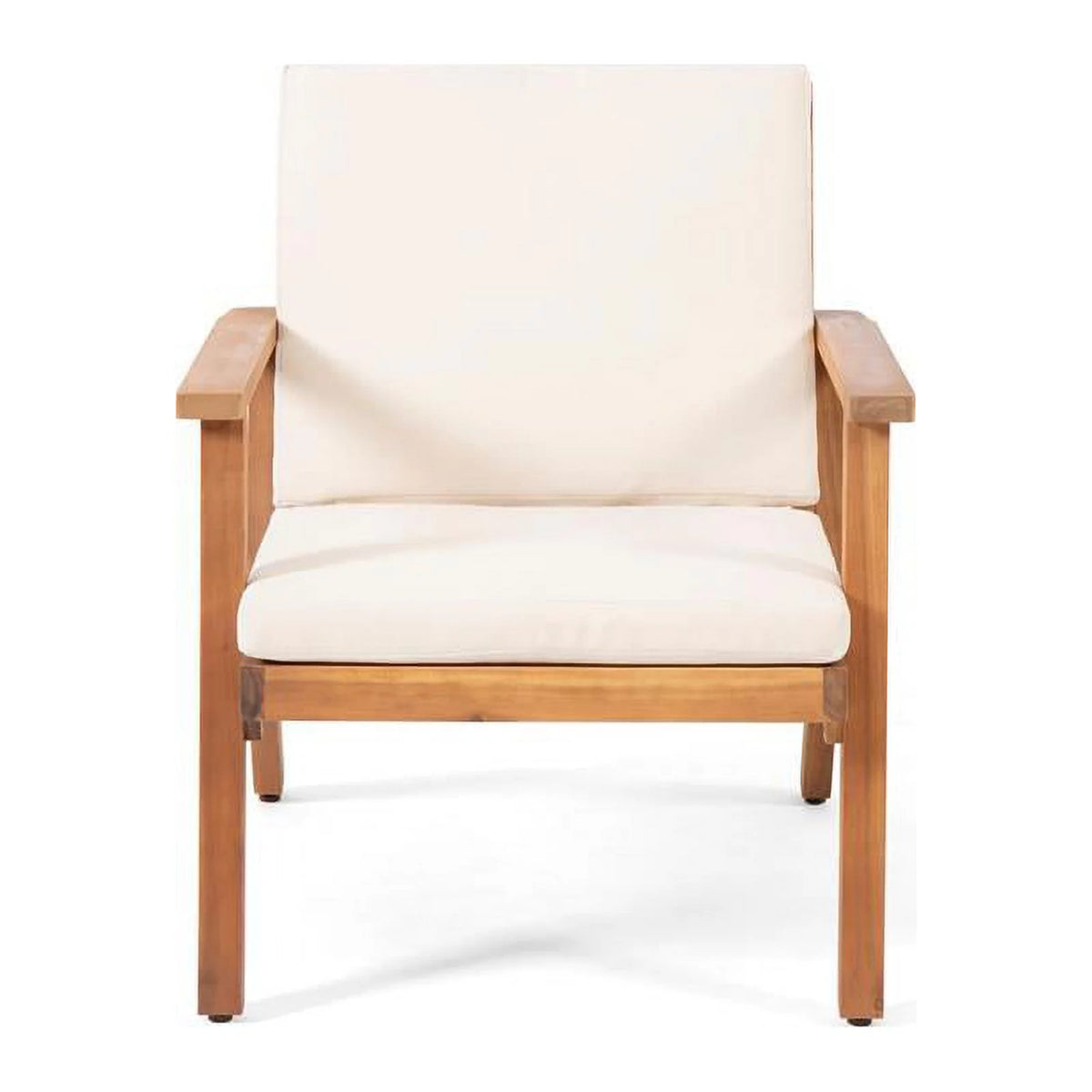 Teak Cream Acacia Wood Club Chair Set of 2 F2867