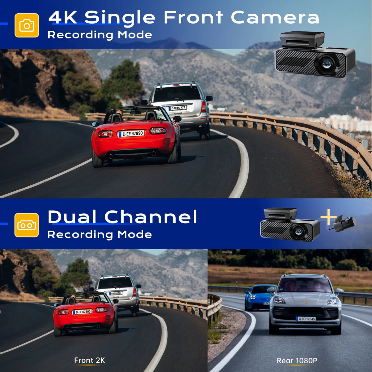 4K Dual Dash Cam with Night Vision Y115775