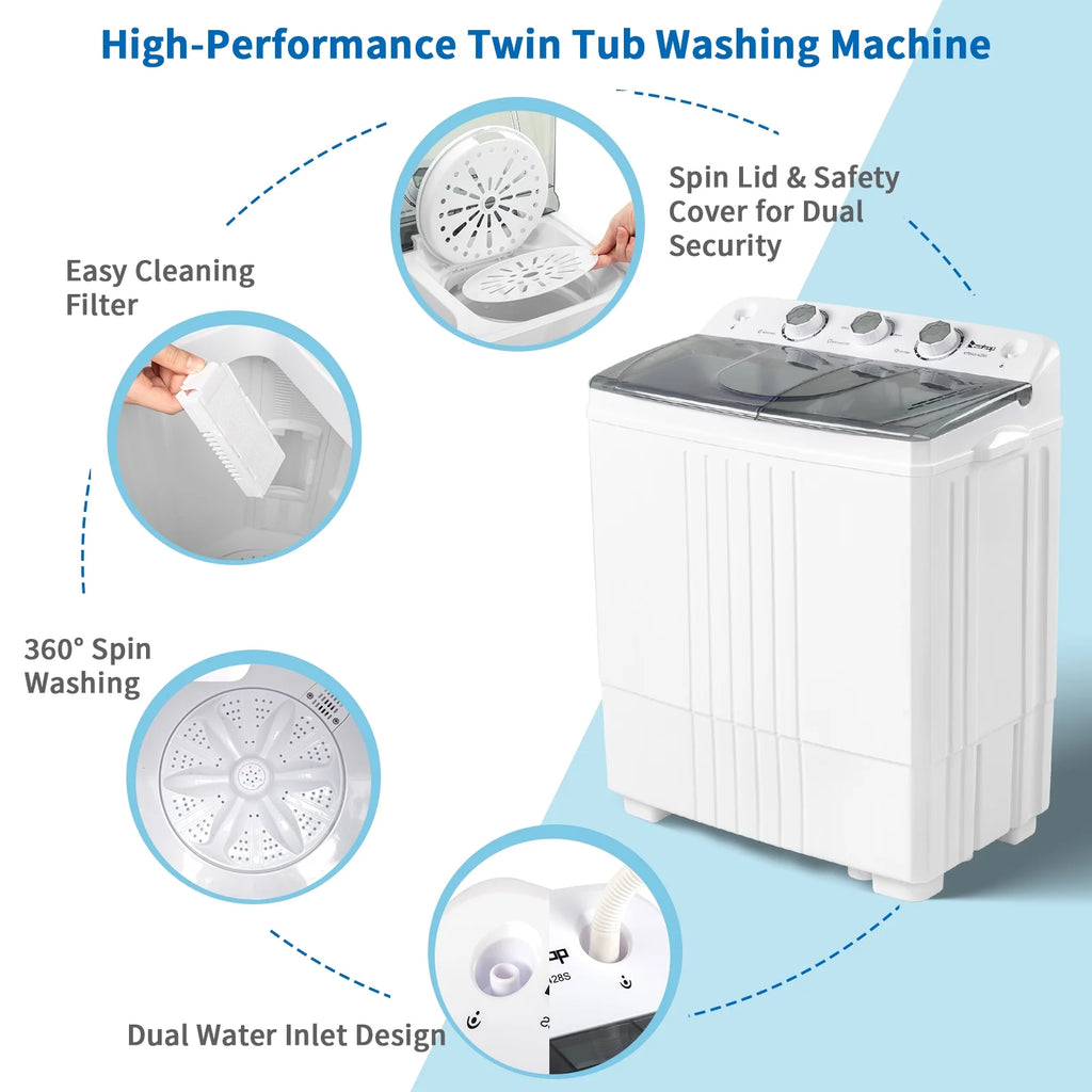 Grey Twin Tub Portable Washing Machine R444
