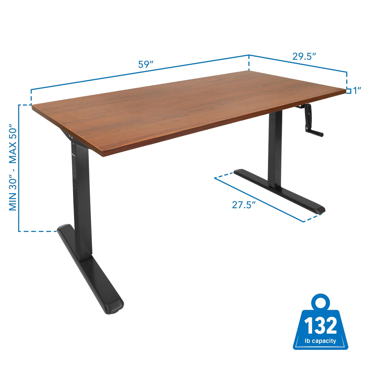 Hand Crank Standing Desk Frame with 55" Desktop Z523724