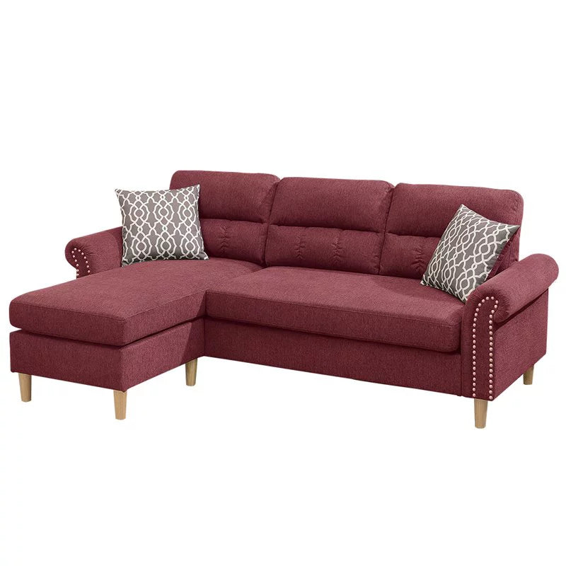 Red Polyfiber Reversible Sectional Sofa Set W32011