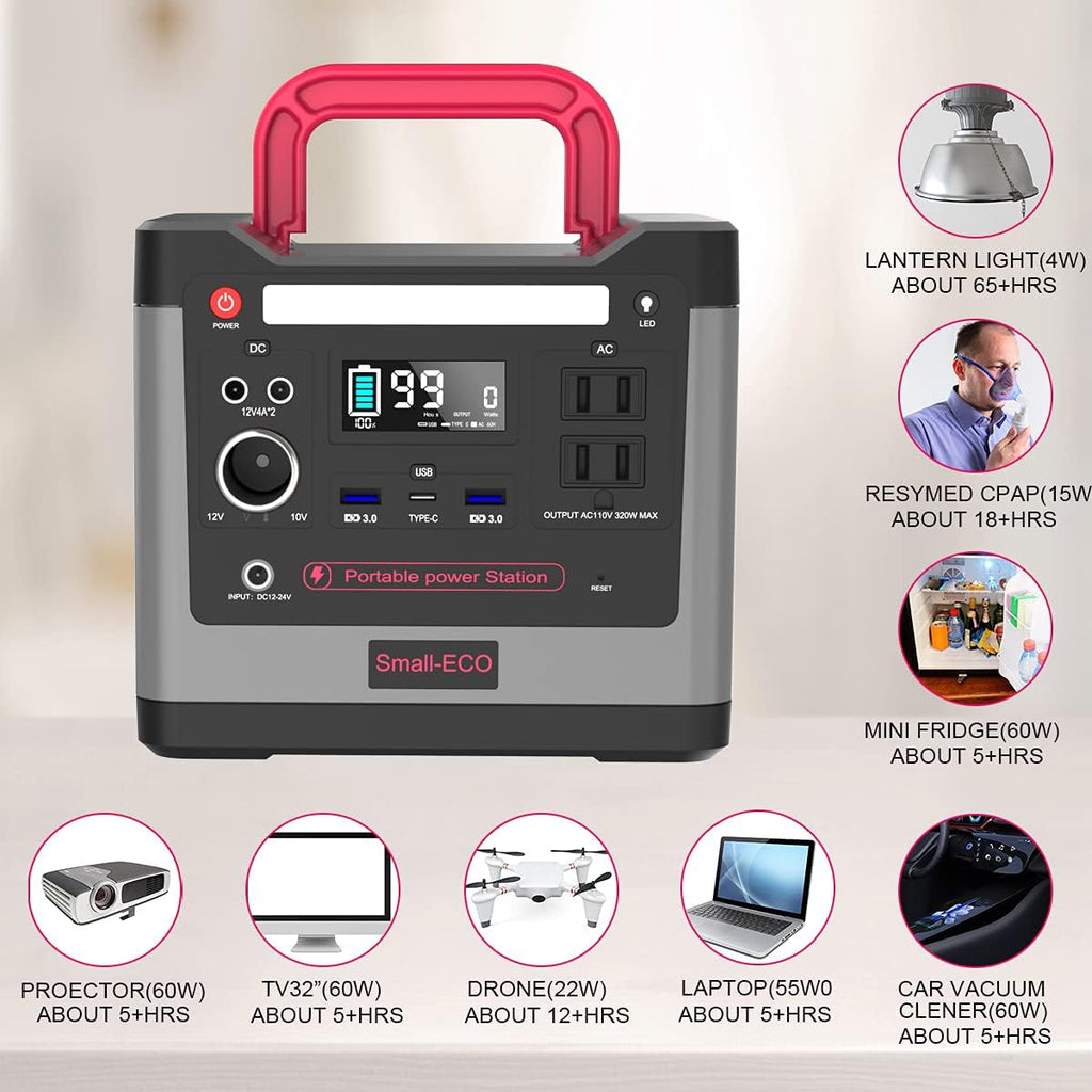 298Wh LiFePO4 Portable Power Station 110V/320W Pure Sine Wave AC Outlet L4166