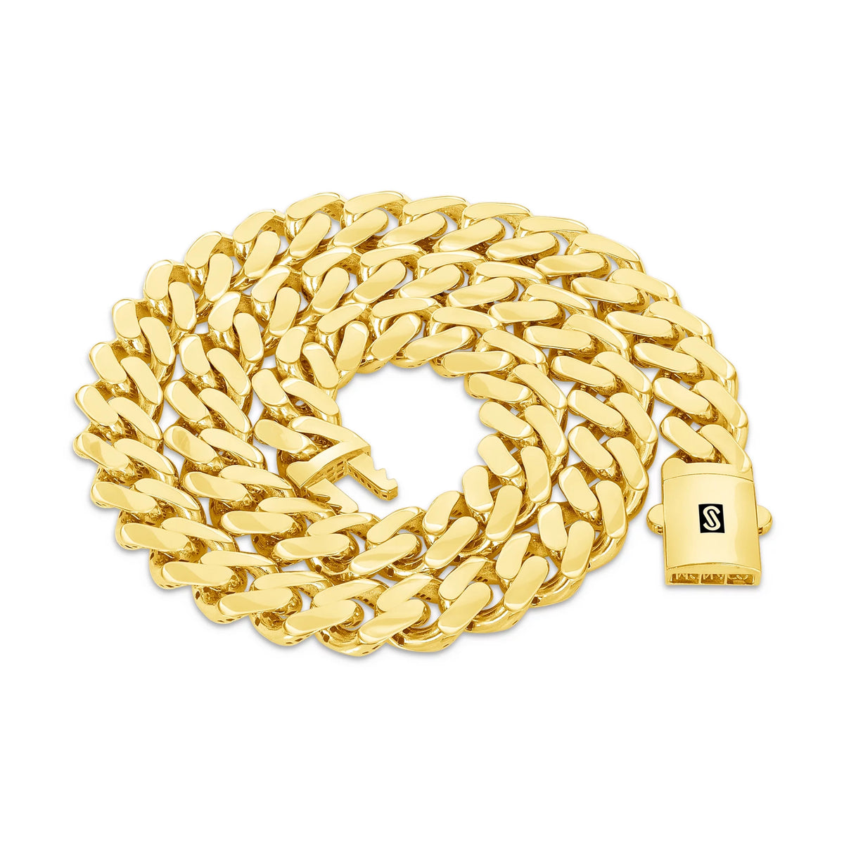 14k Yellow Gold 13mm Cuban Link Chain Necklace S9753