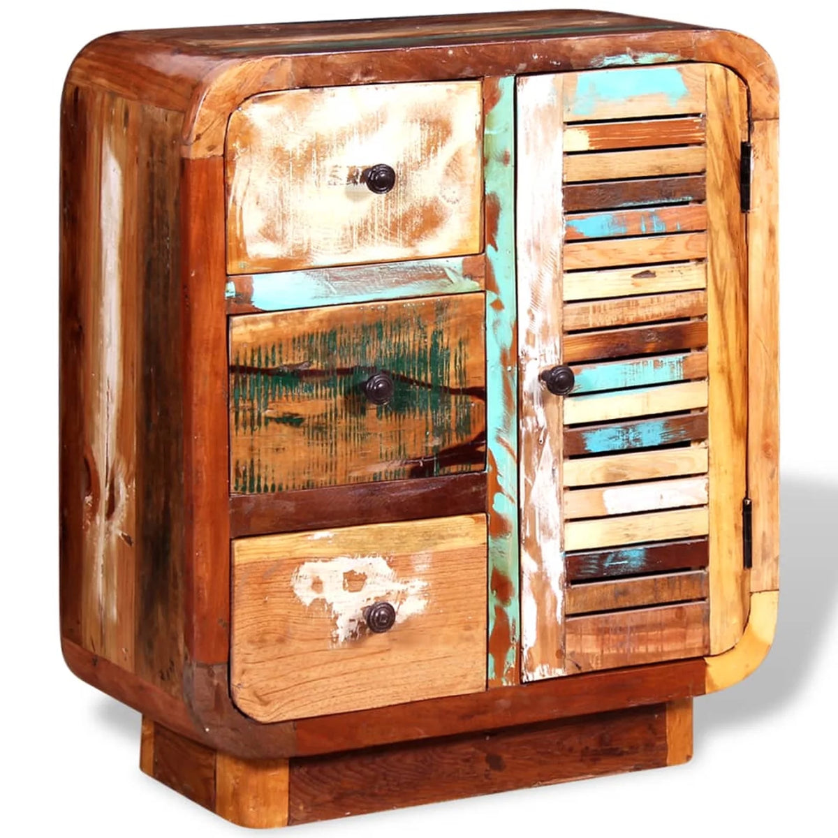 Sideboard Cupboard Cabinet with a Door and 3 Drawers Solid Reclaimed Wood C90683