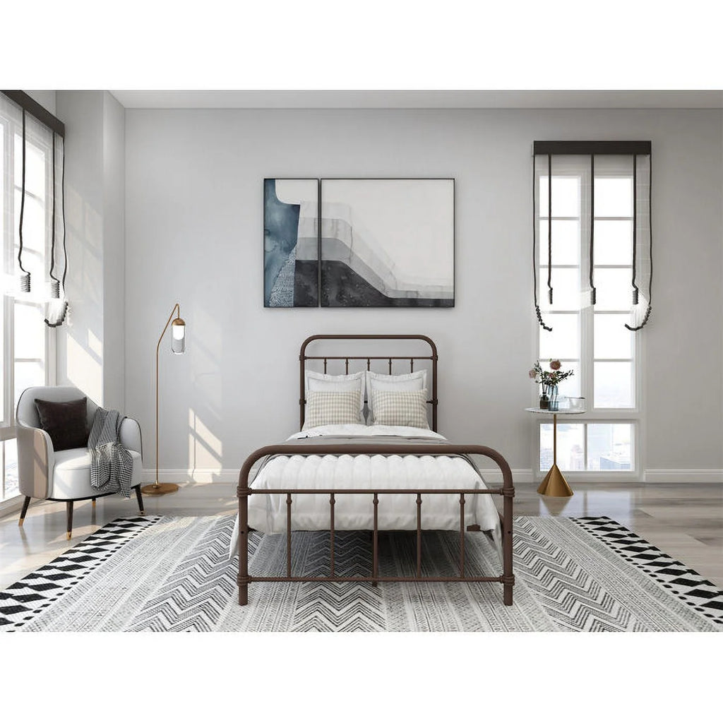 Metal Twin Bed Frame with Headboard and Footboard V395