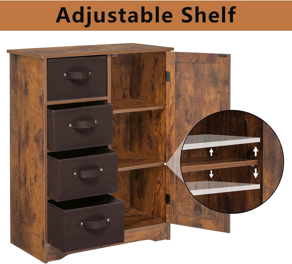 Rustic Brown Storage Cabinet with 4 Removable Drawers and 1 Door N687065