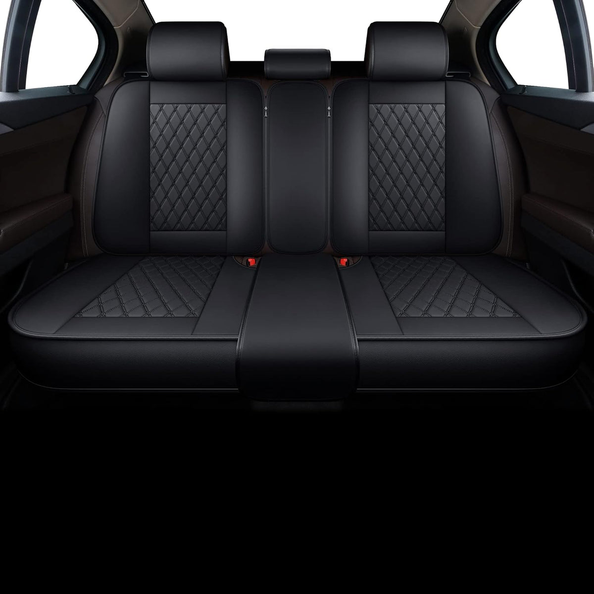 Gray Faux Leather Universal Car Seat Covers Full Set I17688