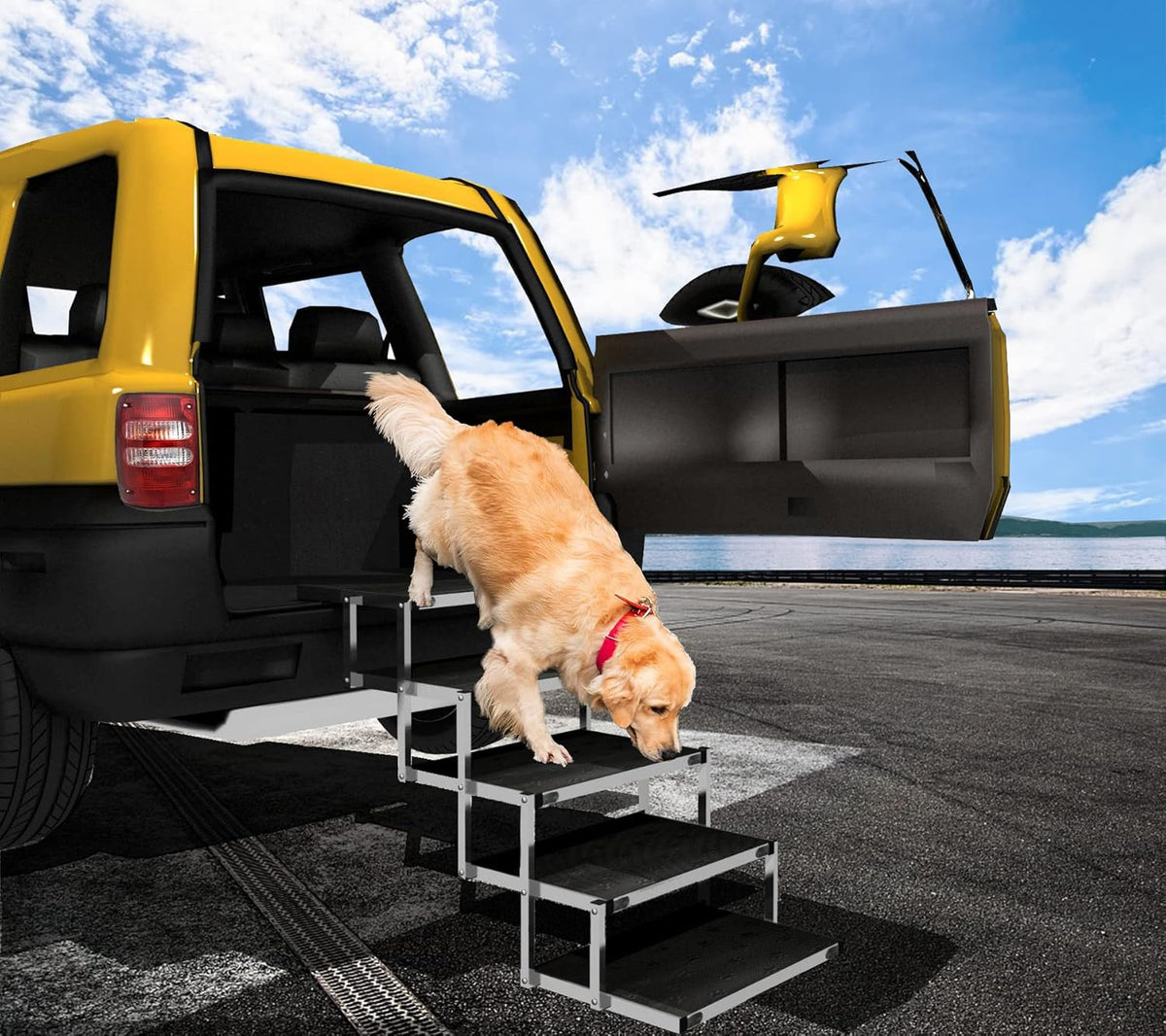 Folding Dog Ramp for Large Dogs with Non-Slip Surface W987439