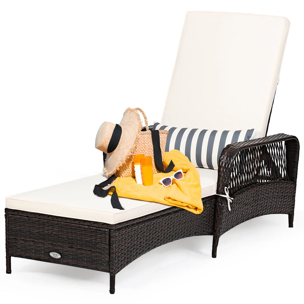 2PCS PE Rattan Chaise Lounge Chair G995468