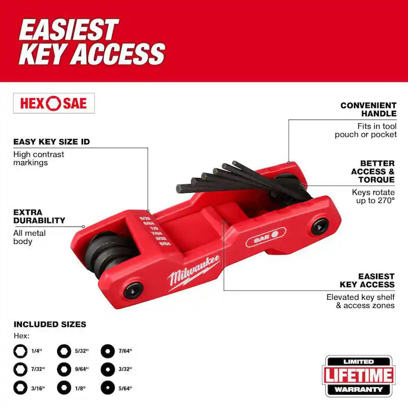 Folding SAE Hex Key Set 9-Piece V200177