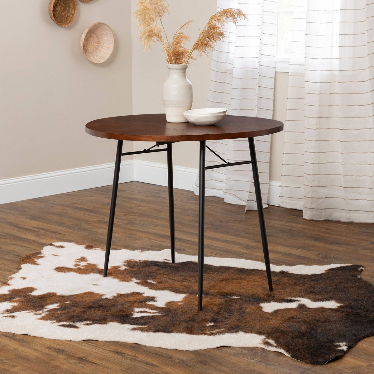 White Faux Marble Drop Leaf Dining Table D284