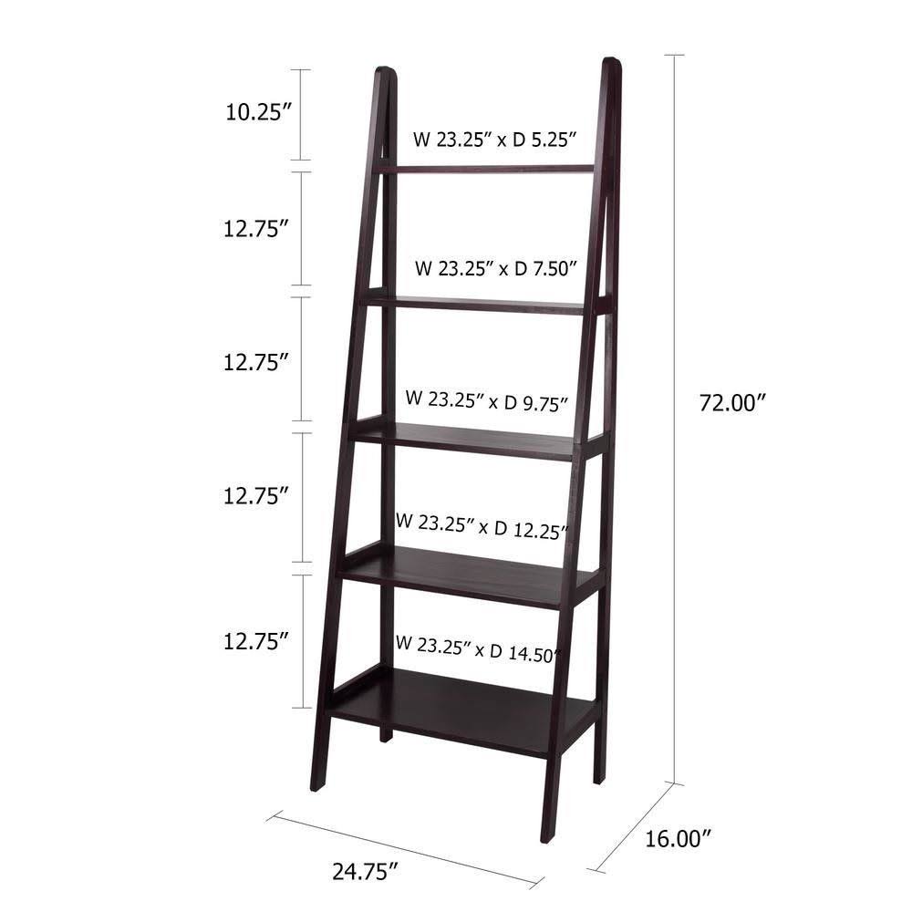 5 Shelf Ladder Bookcase Espresso Q63771