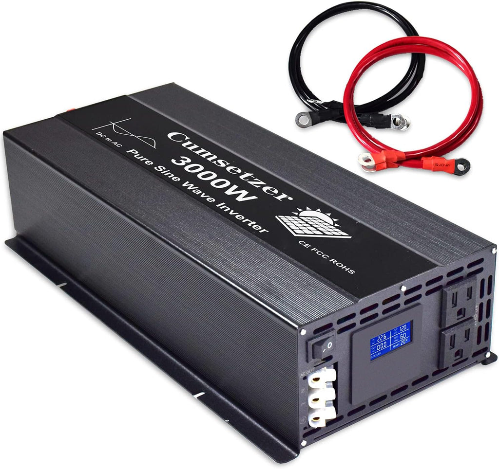 3000w 24v Pure Sine Wave Power Inverter with Dual US Outlet and LCD Display T457