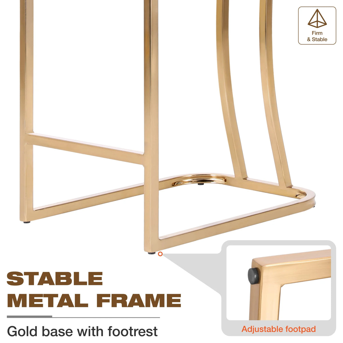 White & Gold 24 inch Bar Stools with Back Set of 2 P1759