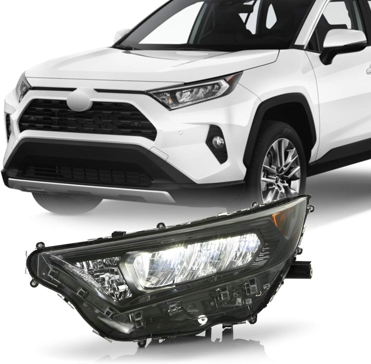 Black Bezel LED Headlights Housing Driver Left Side X685096