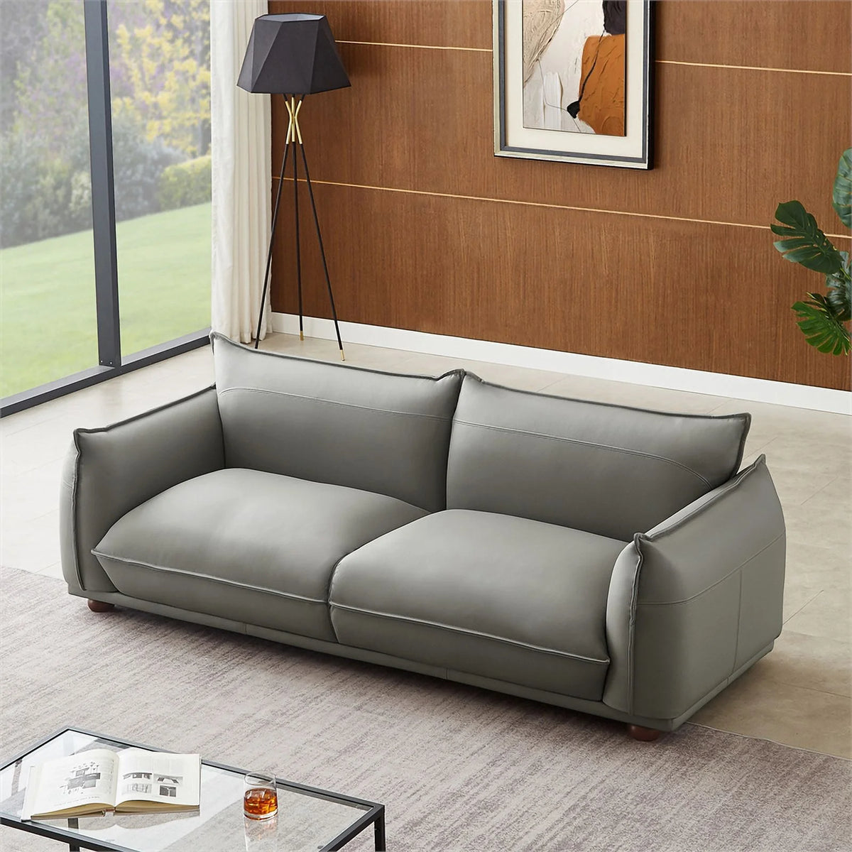 Gray Leather Living Room Couch F99673
