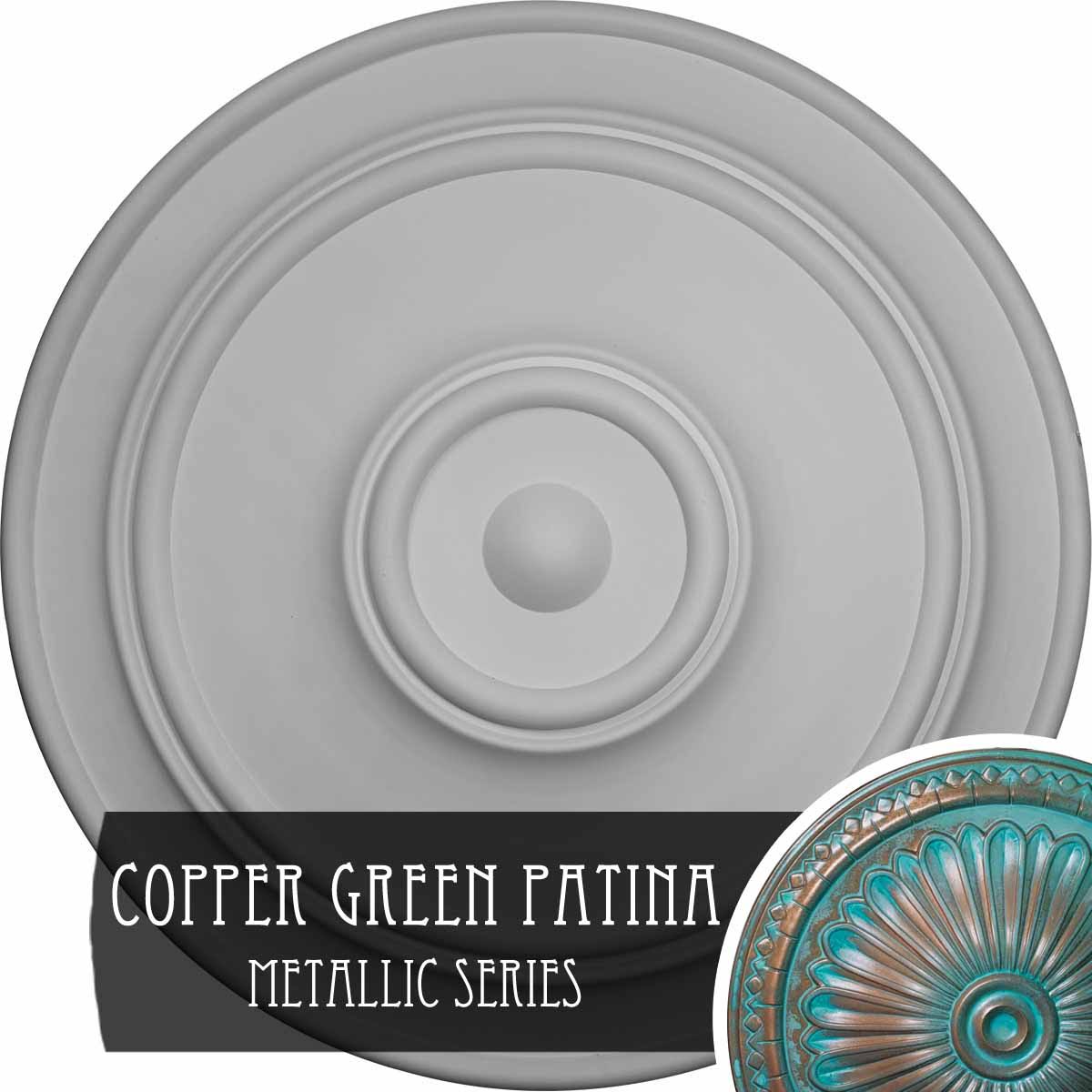 Large Classic Ceiling Medallion, Hand-Painted Copper Green Patina D7261