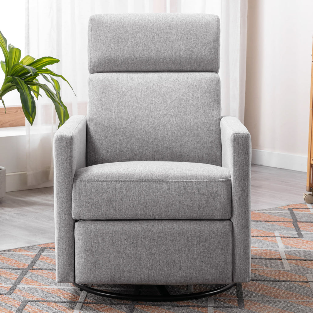 Gray Upholstered Swivel Recliner Chair P67016