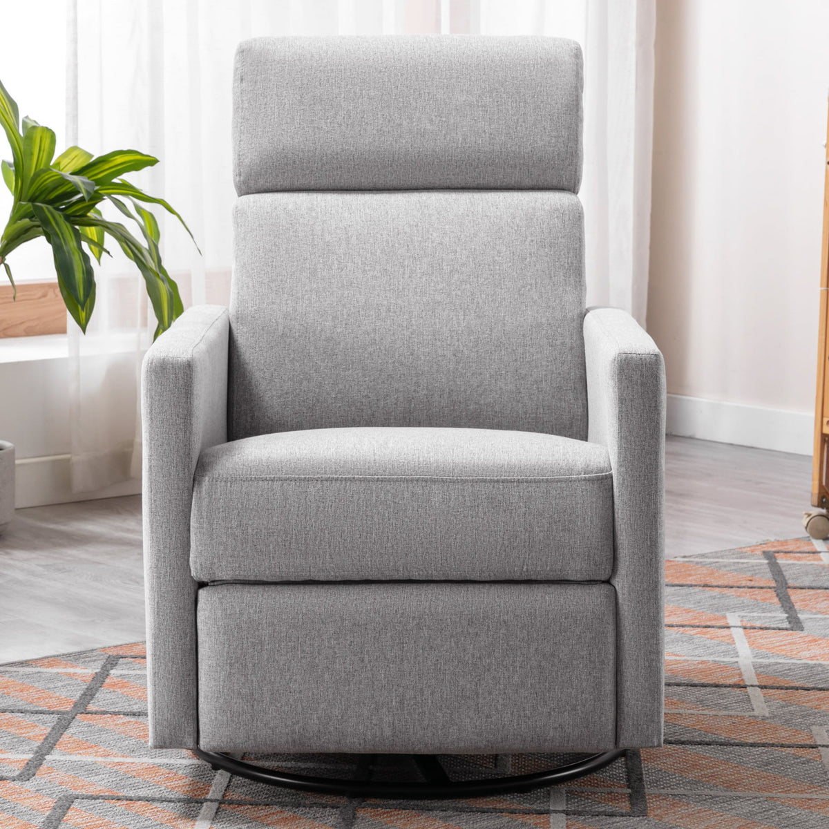 Gray Upholstered Swivel Recliner Chair P67016