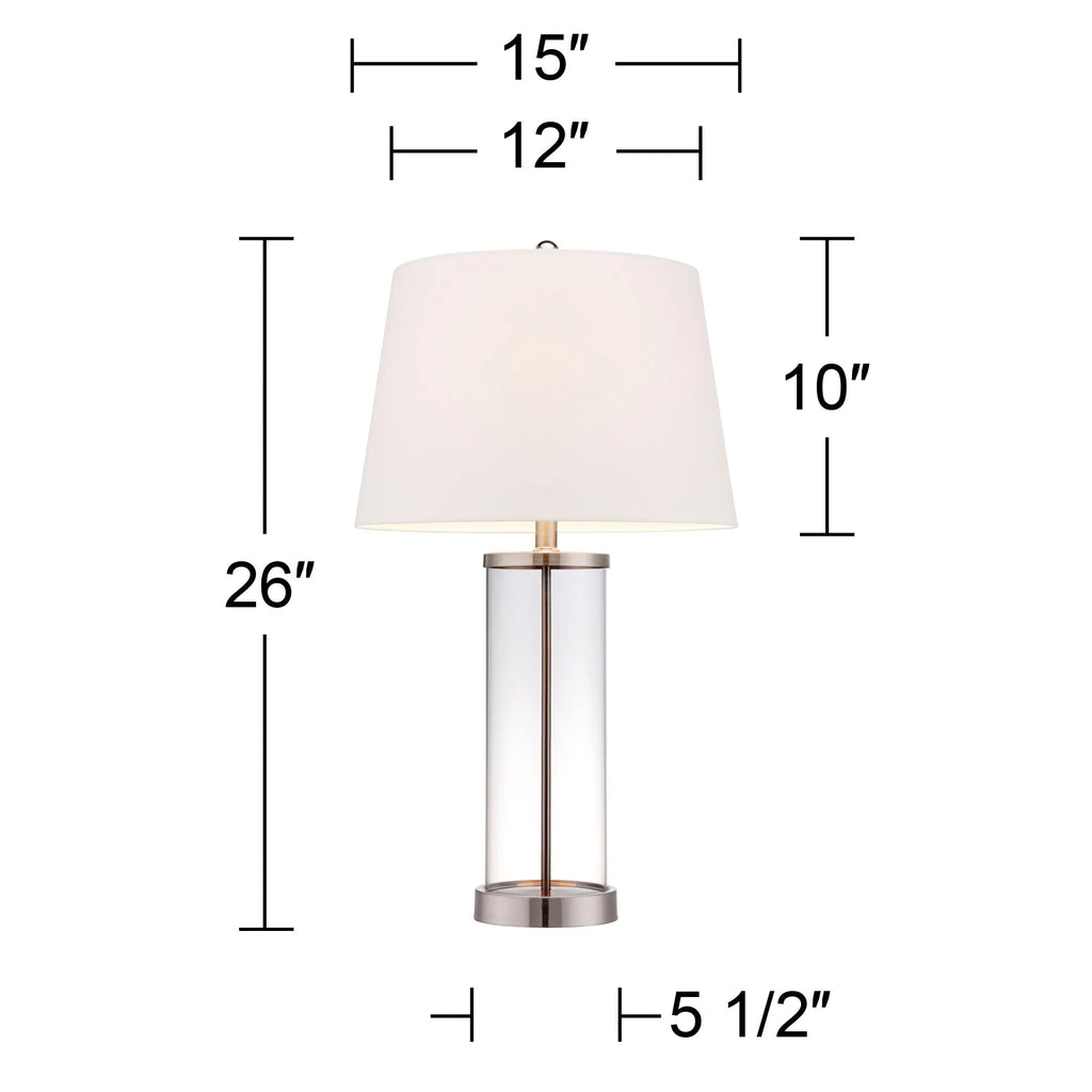 Set of 2 Clear Glass Fillable Steel Table Lamps G717904