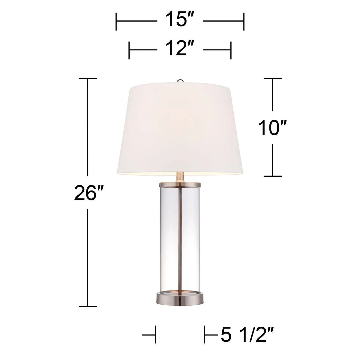 Set of 2 Clear Glass Fillable Steel Table Lamps G717904