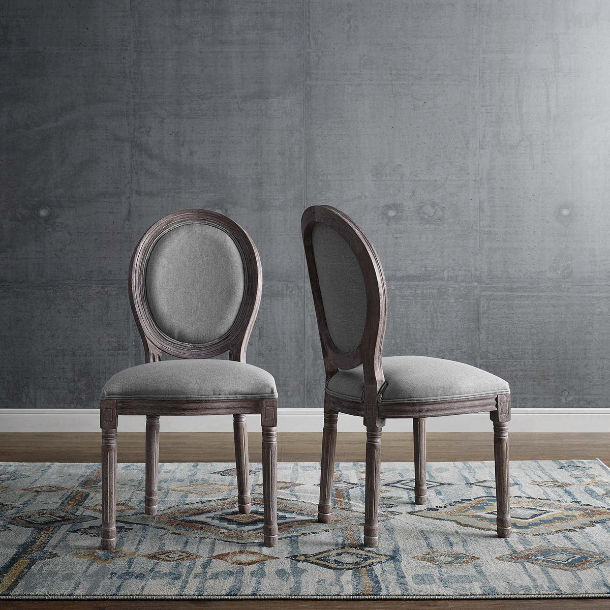 Light Grey Fabric Wood Dining Chair Set of Two D8865