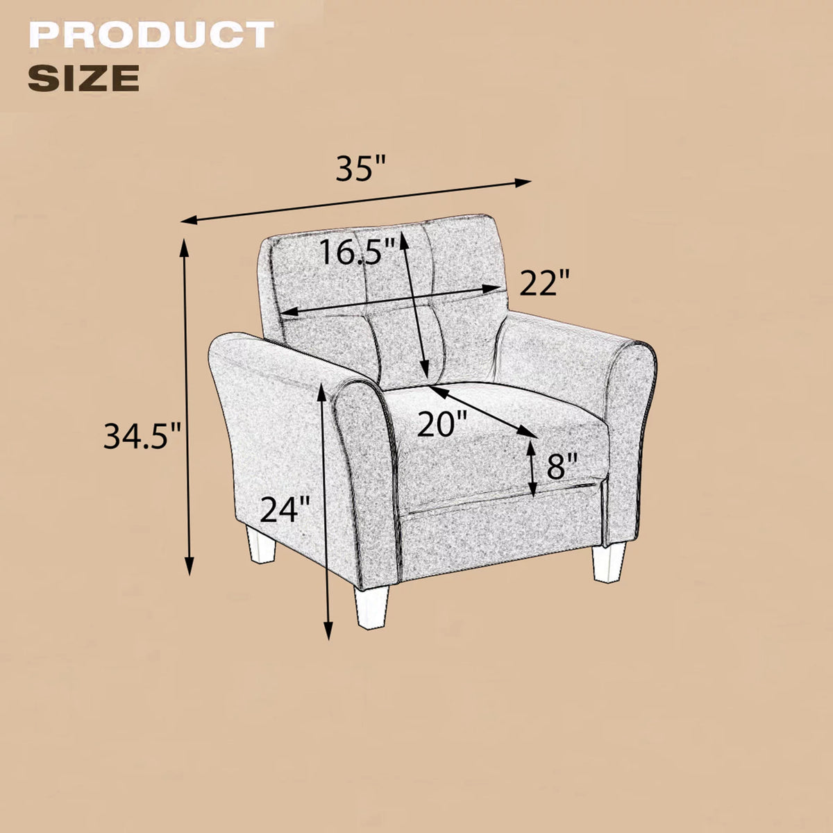 Light Grey-Blue Linen Upholstered Armchair J9228