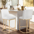 White & Gold 24 inch Bar Stools with Back Set of 2 P1759